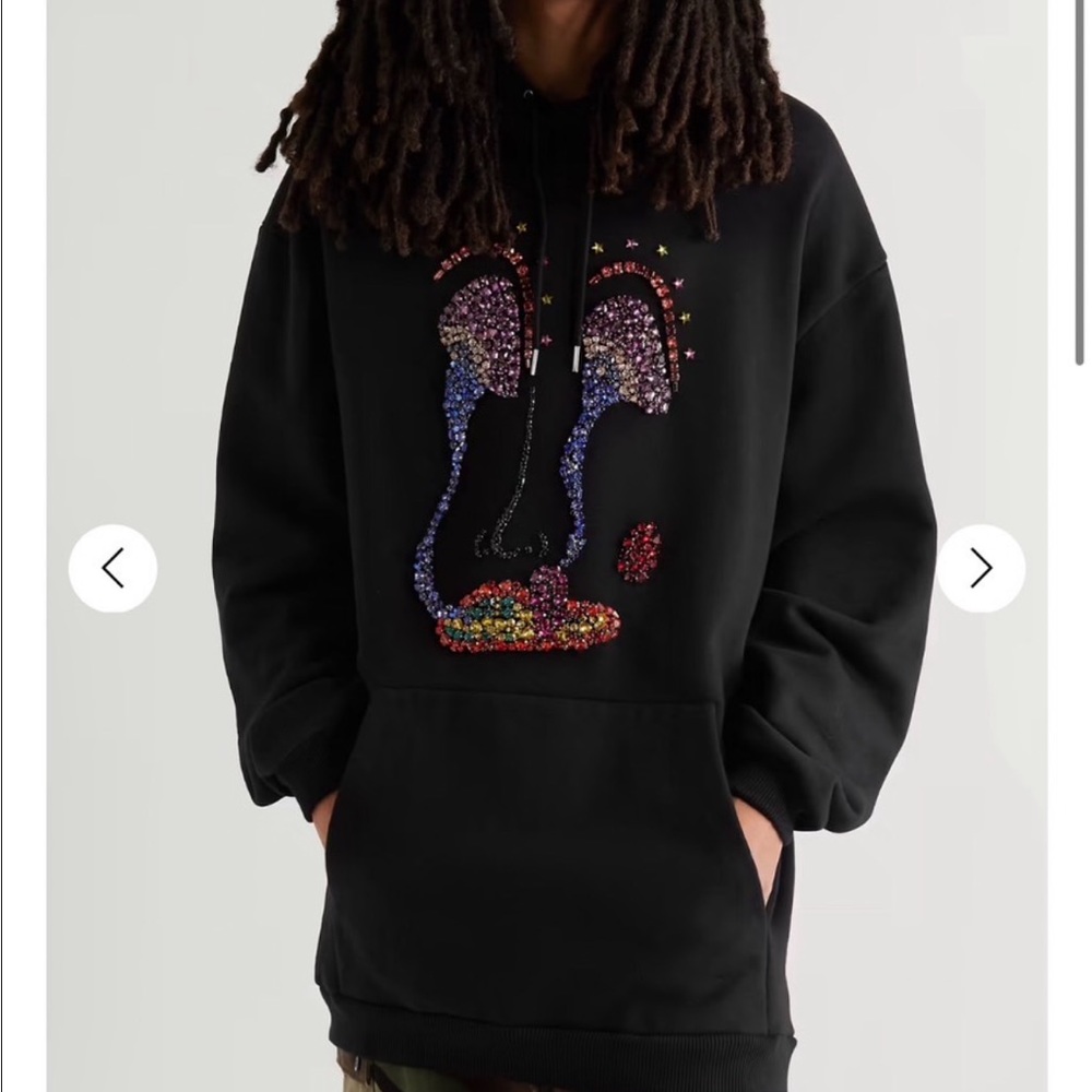 Celine Oversized Crystal-embellished Cotton-jersey Hoodie In Black XS